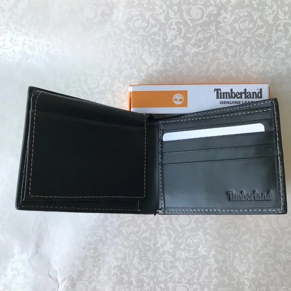 Timberland Men's Pass Case Wallet Genuine Leather Black color NWT